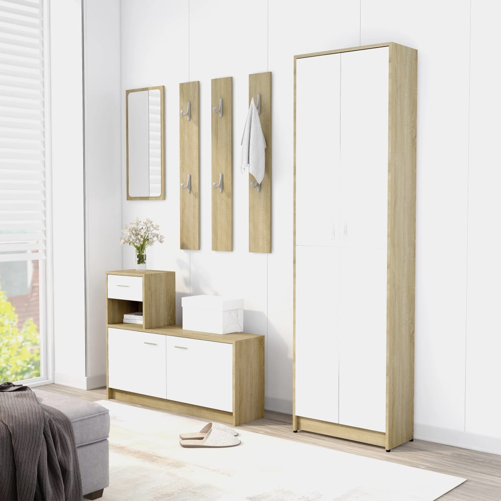 Eteisen vaatekaappi valk./Sonoma-tammi 55x25x189 cm - Sisustajankoti.fi