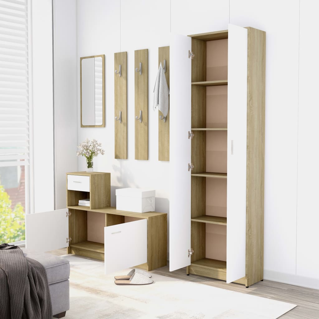 Eteisen vaatekaappi valk./Sonoma-tammi 55x25x189 cm - Sisustajankoti.fi