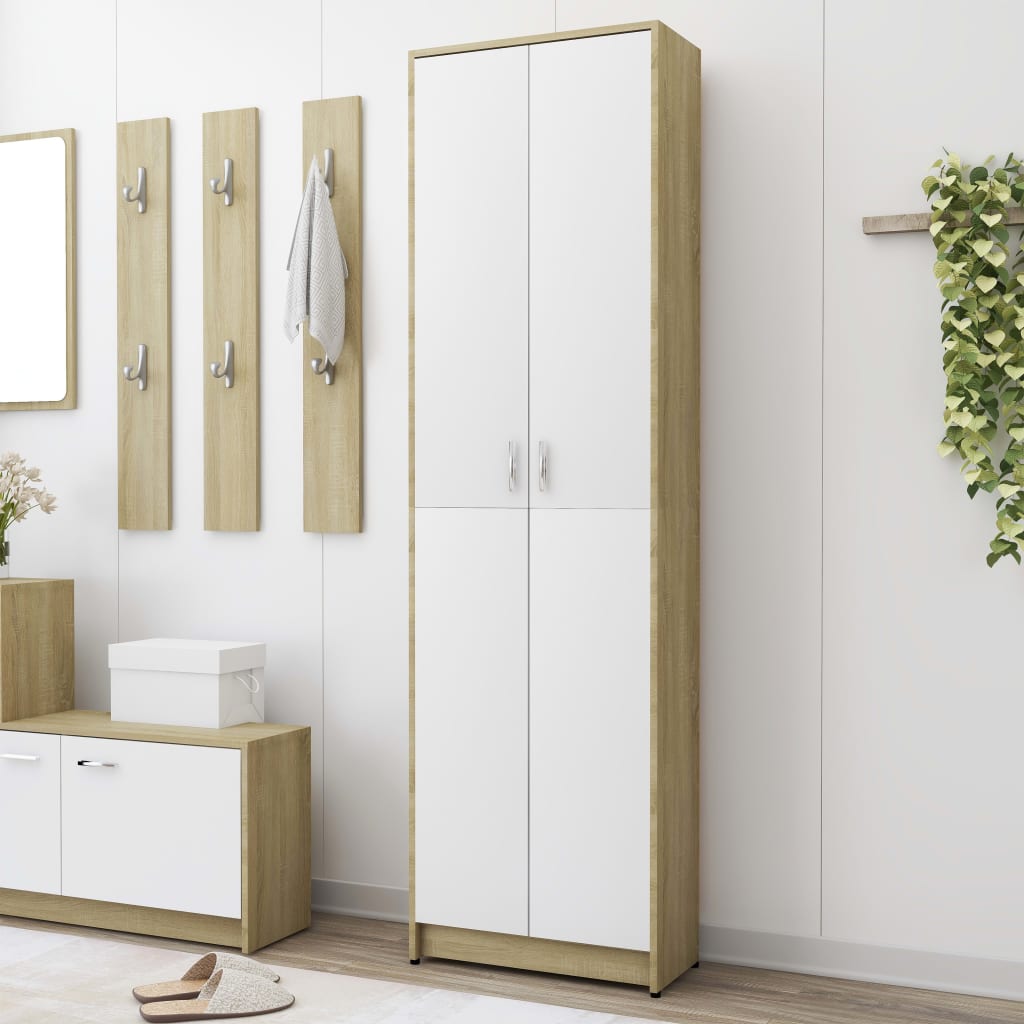 Eteisen vaatekaappi valk./Sonoma-tammi 55x25x189 cm - Sisustajankoti.fi