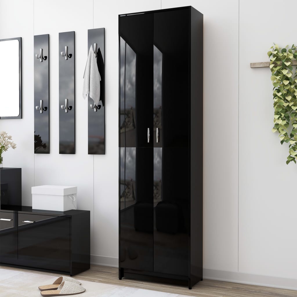 Eteisen vaatekaappi korkeakiilto musta 55x25x189 cm - Sisustajankoti.fi