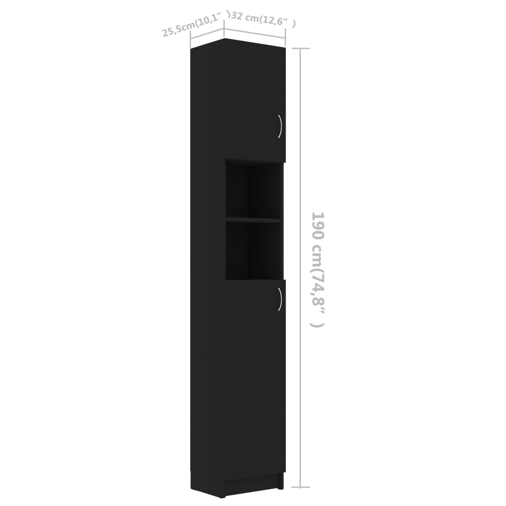 Kylpyhuonekaappi musta 32x25,5x190 cm - Sisustajankoti.fi