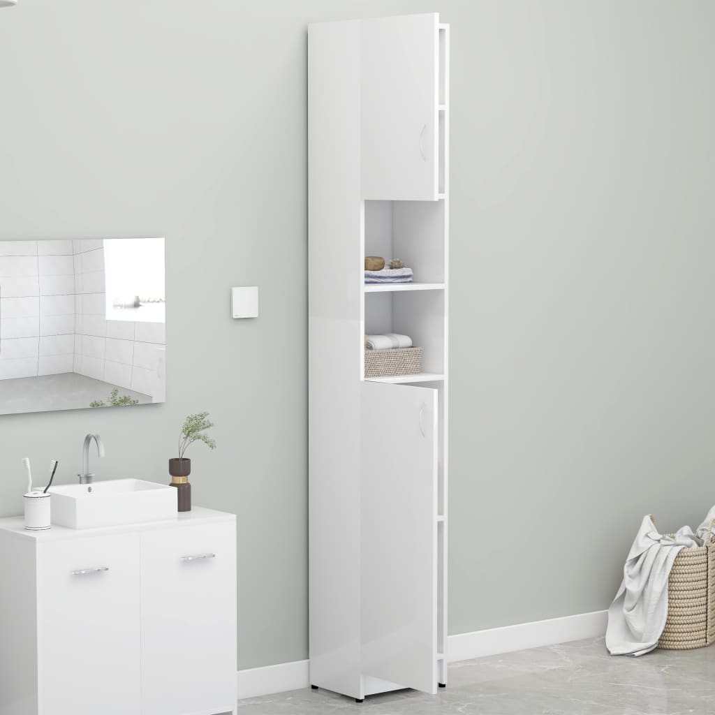 Kylpyhuonekaappi korkeakiilto valkoinen 32x25,5x190cm - Sisustajankoti.fi