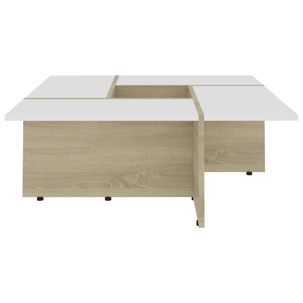 Sohvapöytä valkoinen ja Sonoma-tammi 79,5x79,5x30 cm - Sisustajankoti.fi