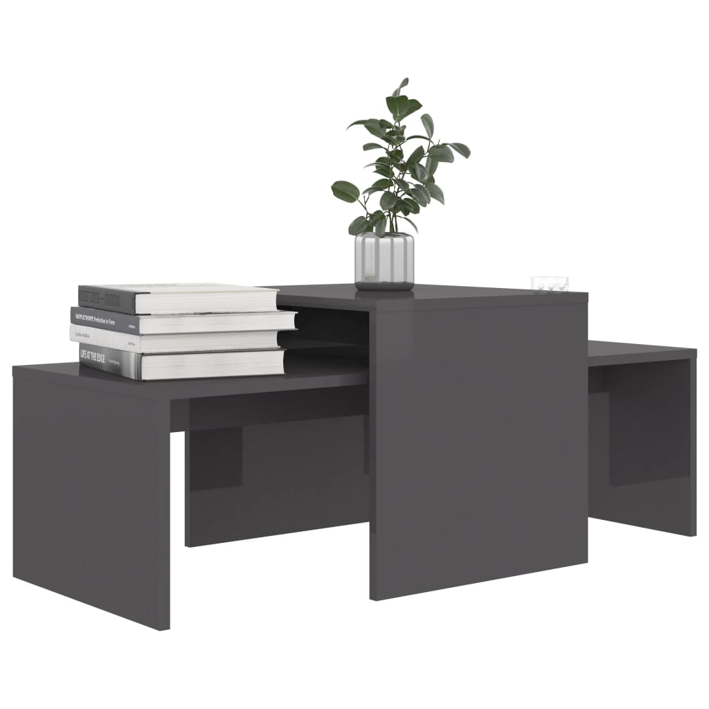 Sohvapöytäsarja korkeakiilto harmaa 100x48x40 cm - Sisustajankoti.fi