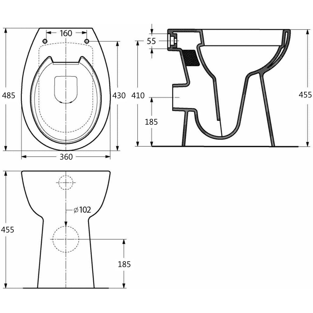 Korkea reunaton WC Soft Close 7 cm korkeampi keraaminen valk. - Sisustajankoti.fi