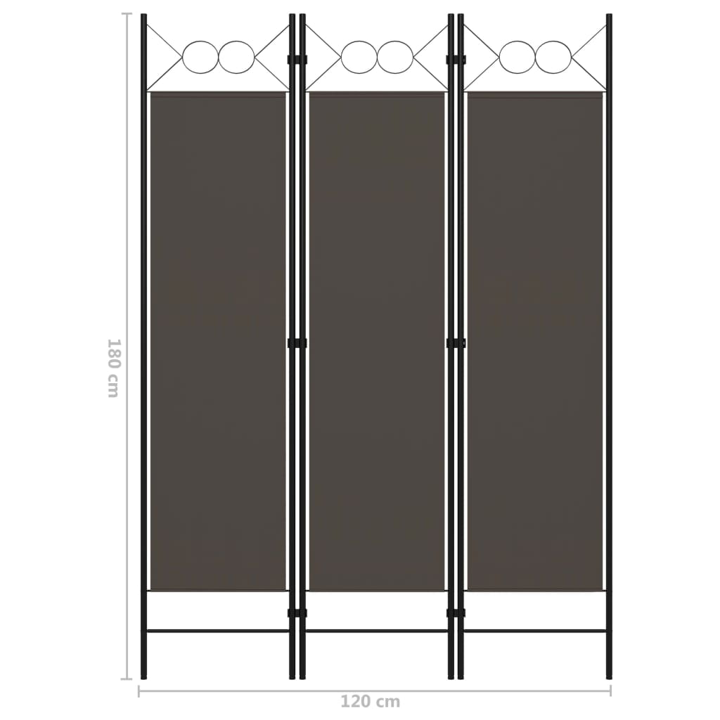 3-Paneelinen tilanjakaja 120x180 cm antrasiitti - Sisustajankoti.fi