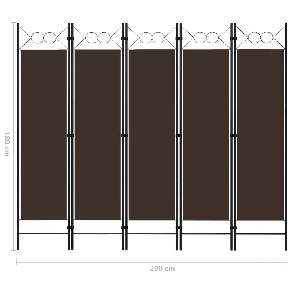 5-paneelinen tilanjakaja ruskea 200x180 cm - Sisustajankoti.fi