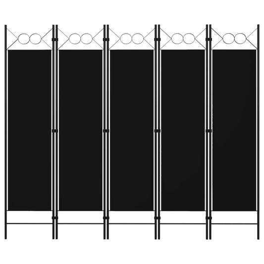 5-paneelinen tilanjakaja 200x180 cm musta - Sisustajankoti.fi