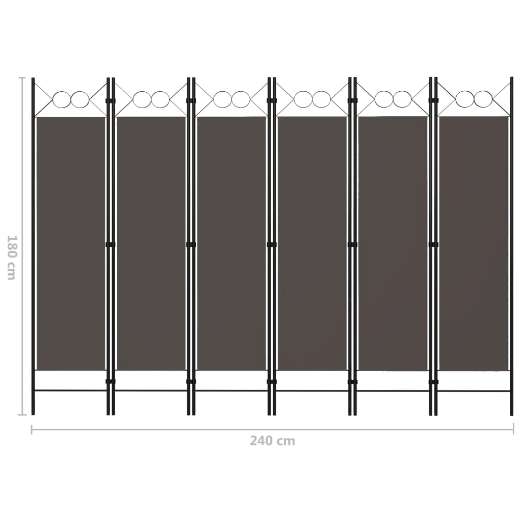 6-Paneelinen tilanjakaja 240x180 cm antrasiitti - Sisustajankoti.fi