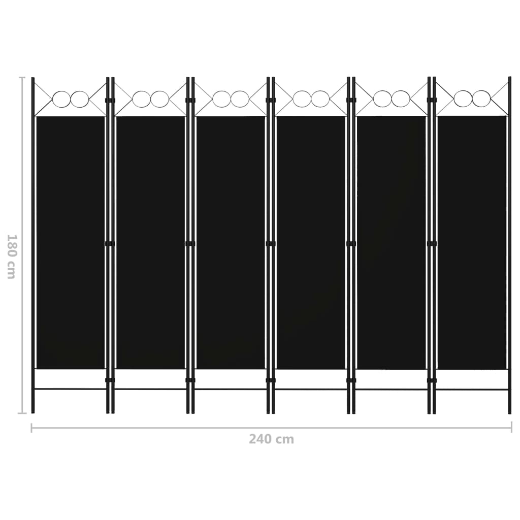 6-Paneelinen tilanjakaja 240x180 cm musta - Sisustajankoti.fi