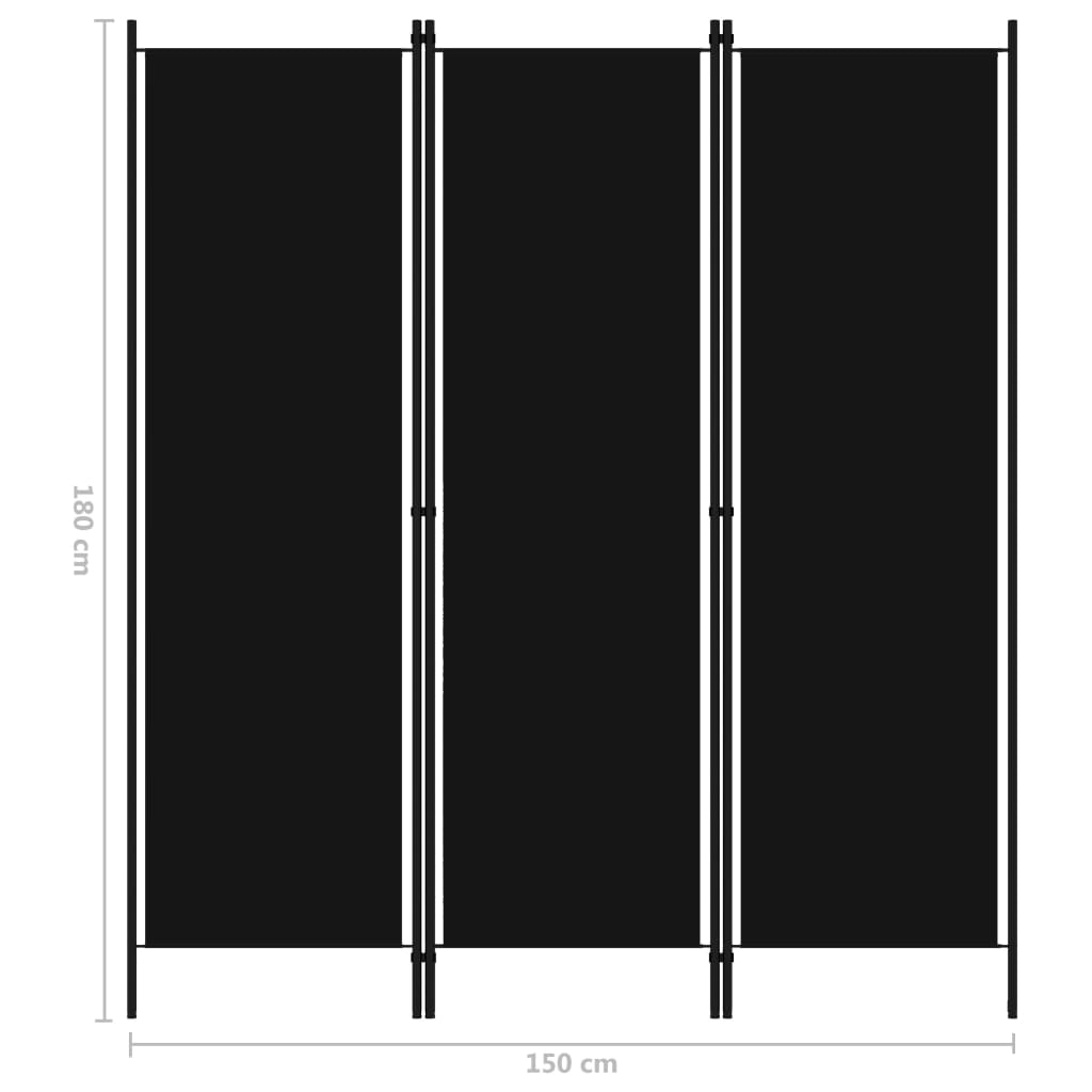 3-paneelinen tilanjakaja musta 150x180 cm - Sisustajankoti.fi