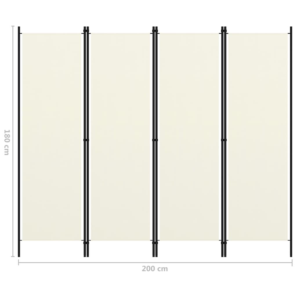 4-paneelinen tilanjakaja kermanvalkoinen 200x180 cm - Sisustajankoti.fi