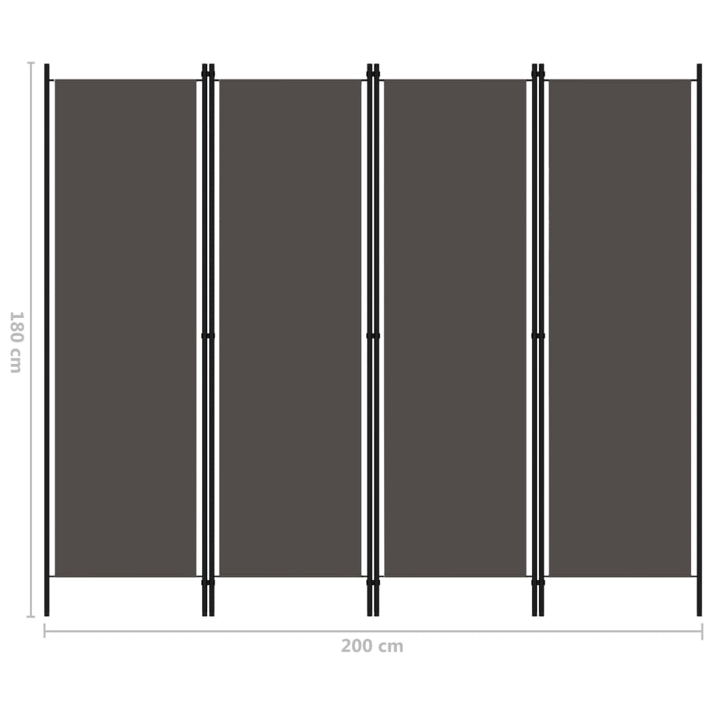 4-paneelinen tilanjakaja antrasiitti 200x180 cm - Sisustajankoti.fi
