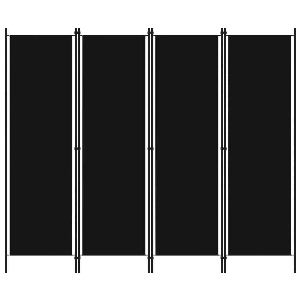4-paneelinen tilanjakaja musta 200x180 cm - Sisustajankoti.fi