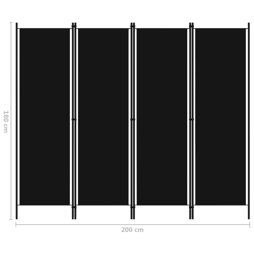 4-paneelinen tilanjakaja musta 200x180 cm - Sisustajankoti.fi