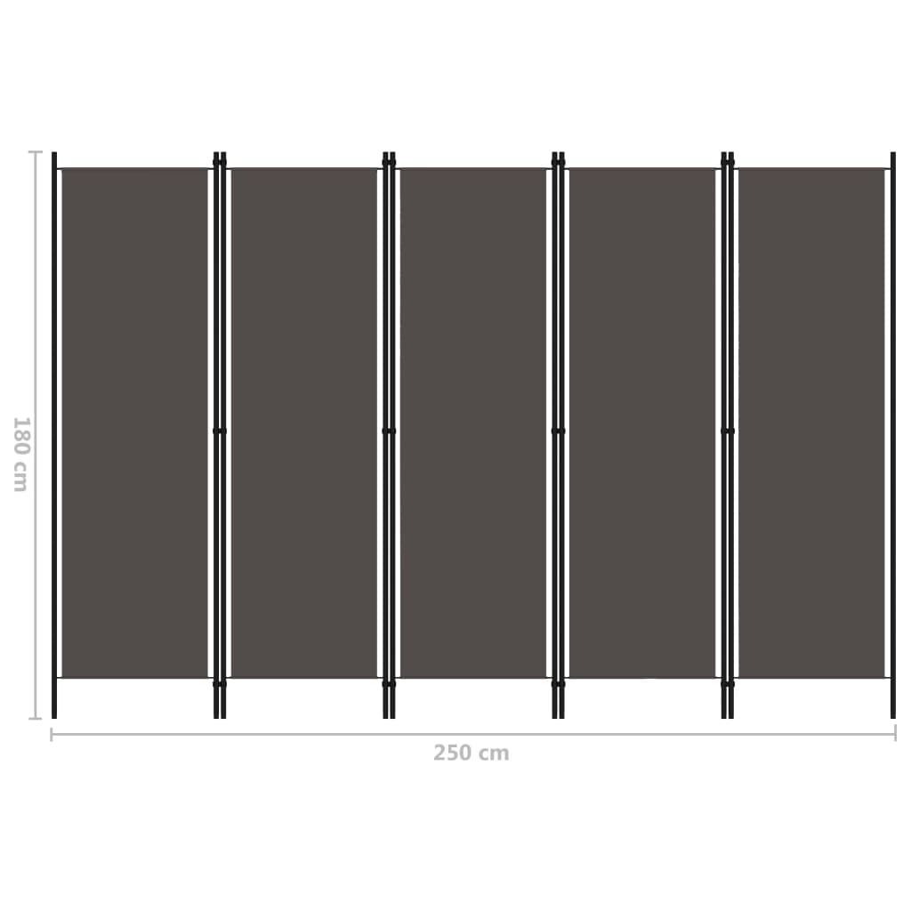 5-paneelinen tilanjakaja antrasiitti 250x180 cm - Sisustajankoti.fi