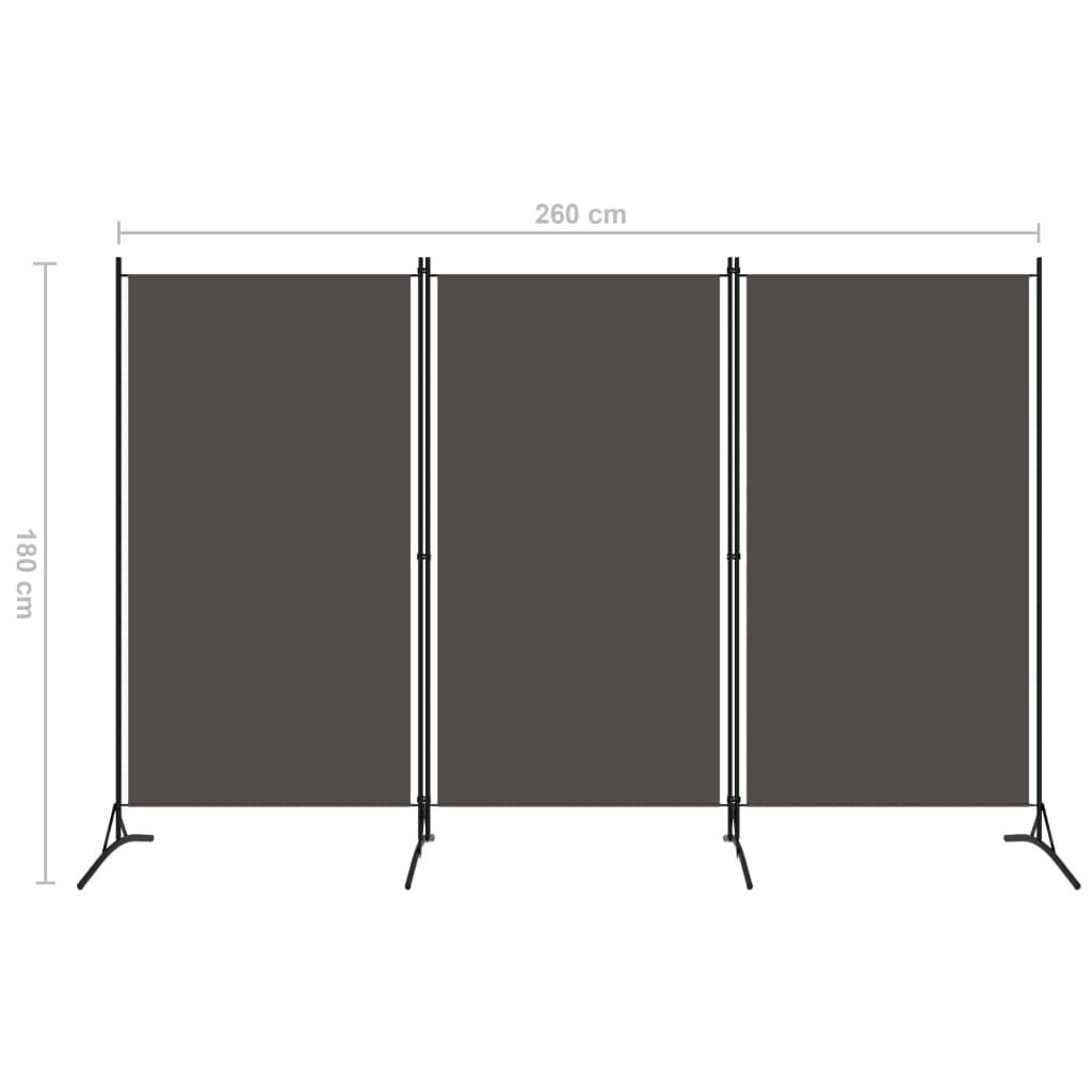 3-paneelinen tilanjakaja antrasiitti 260x180 cm - Sisustajankoti.fi