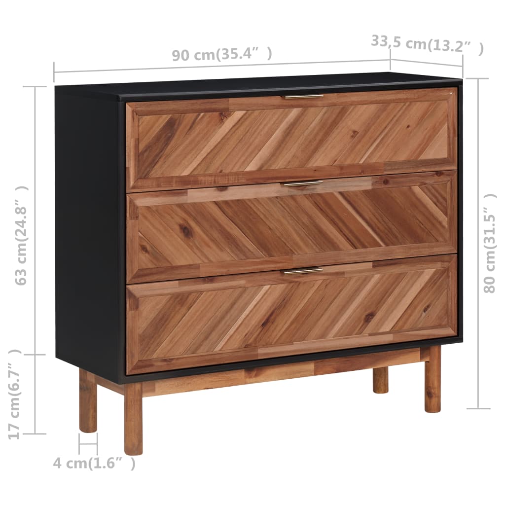 Senkki 90x33,5x80 cm täysi akaasiapuu ja - Sisustajankoti.fi