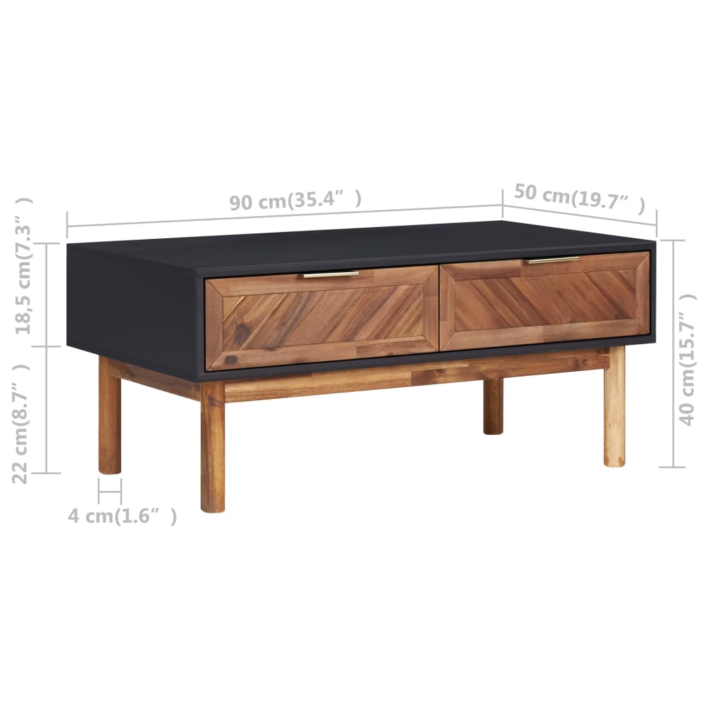 Sohvapöytä 90x50x40 cm täysi akaasiapuu ja MDF - Sisustajankoti.fi