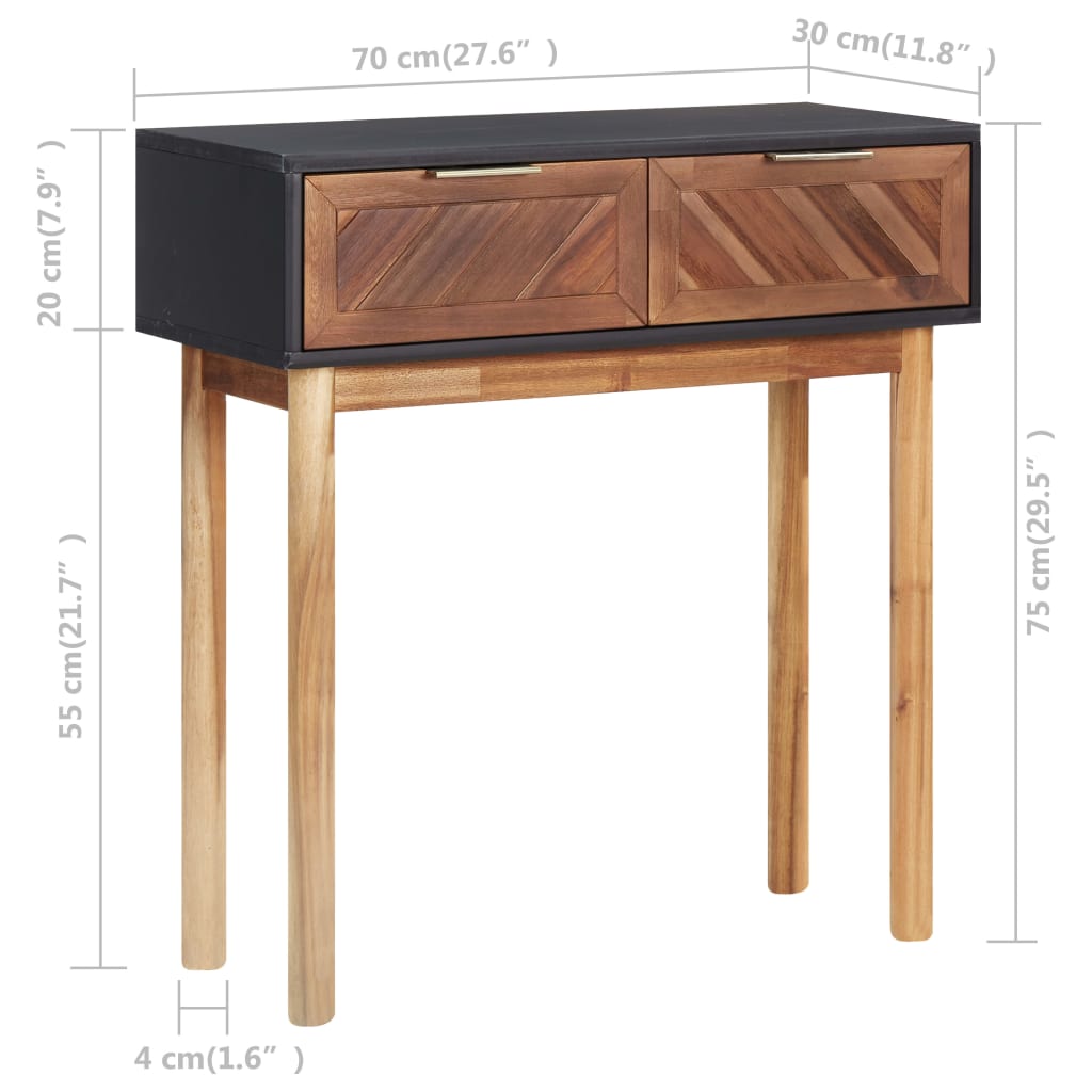 Konsolipöytä 70x30x75 cm täysi akaasiapuu ja MDF - Sisustajankoti.fi
