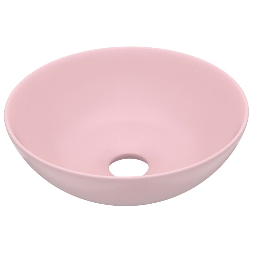 Kylpyhuoneen pesuallas keraaminen pinkki pyöreä - Sisustajankoti.fi