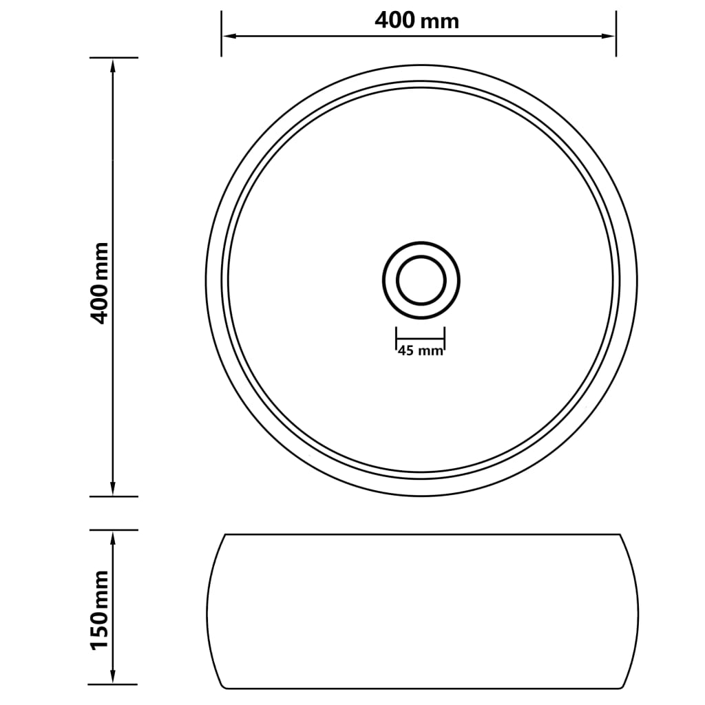 Ylellinen pesuallas pyöreä matta tummanharmaa 40x15 cm keraami - Sisustajankoti.fi