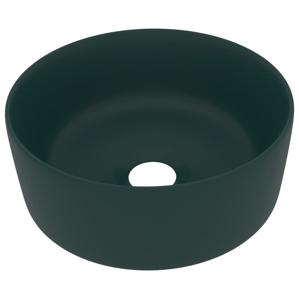 Ylellinen pesuallas pyöreä matta tummanvihreä 40x15 cm keraami - Sisustajankoti.fi