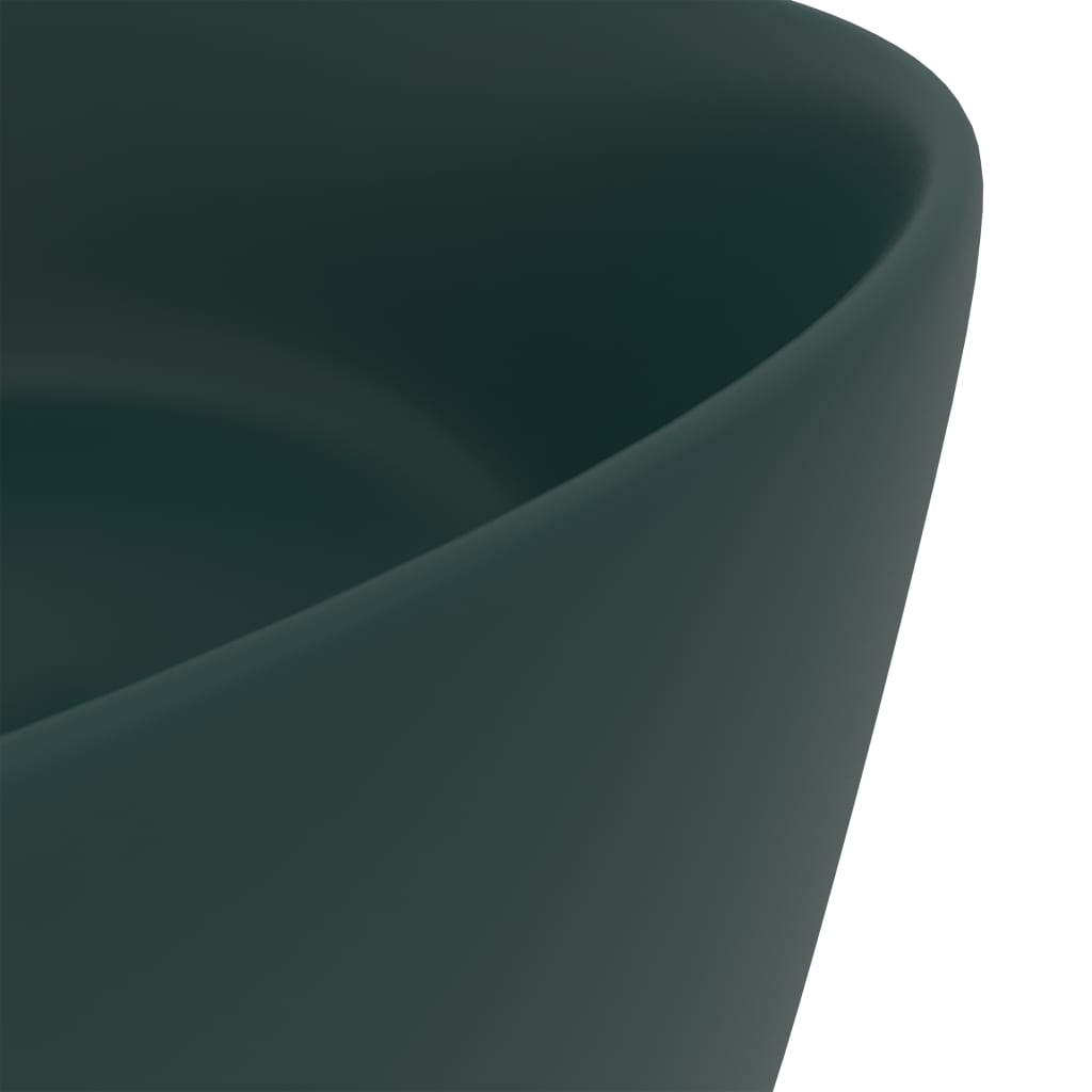 Ylellinen pesuallas pyöreä matta tummanvihreä 40x15 cm keraami - Sisustajankoti.fi