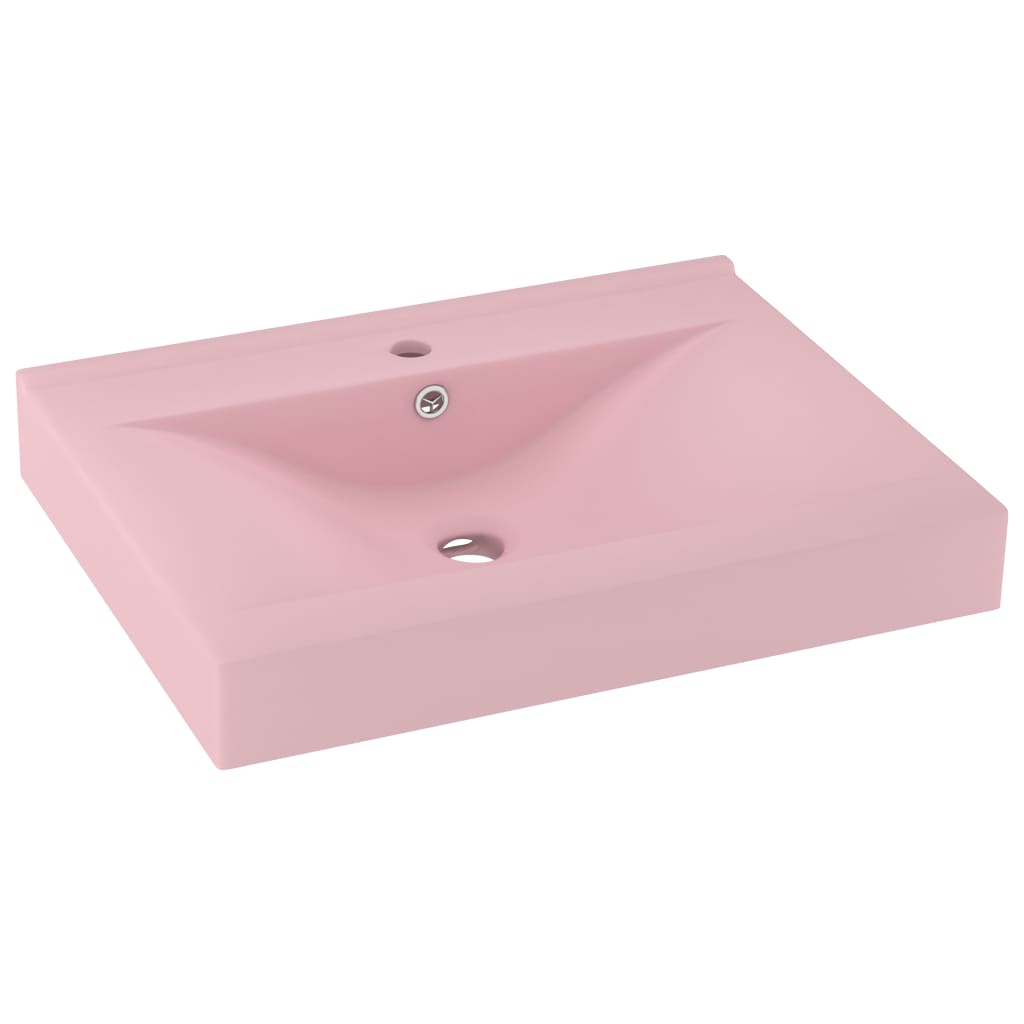 Ylellinen pesuallas hanareiällä matta pinkki 60x46 cm keraami - Sisustajankoti.fi