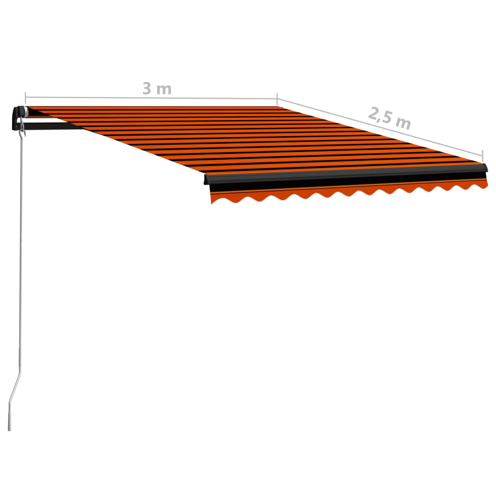 Manuaalisesti sisäänkelattava markiisi 300x250cm oranssi/ruskea - Sisustajankoti.fi