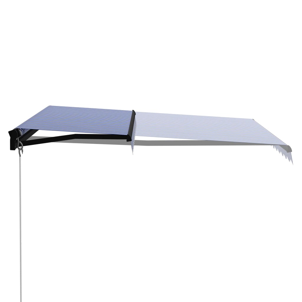 Manuaalisesti sisäänkelattava markiisi 350x250 cm sinivalkoinen - Sisustajankoti.fi