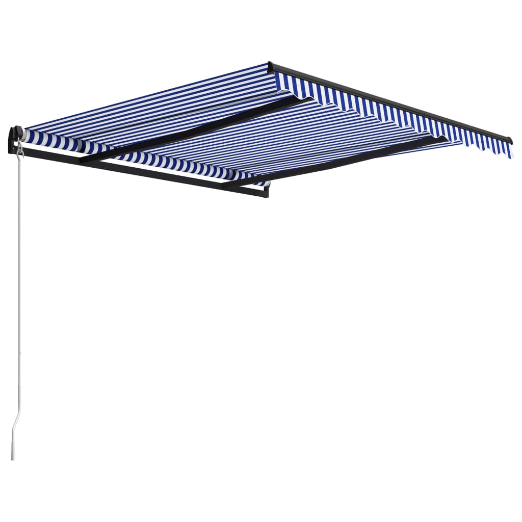 Manuaalisesti sisäänkelattava markiisi 350x250 cm sinivalkoinen - Sisustajankoti.fi