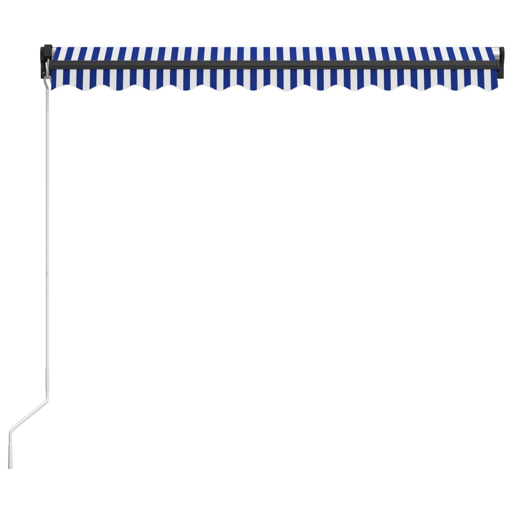 Manuaalisesti sisäänkelattava markiisi 350x250 cm sinivalkoinen - Sisustajankoti.fi