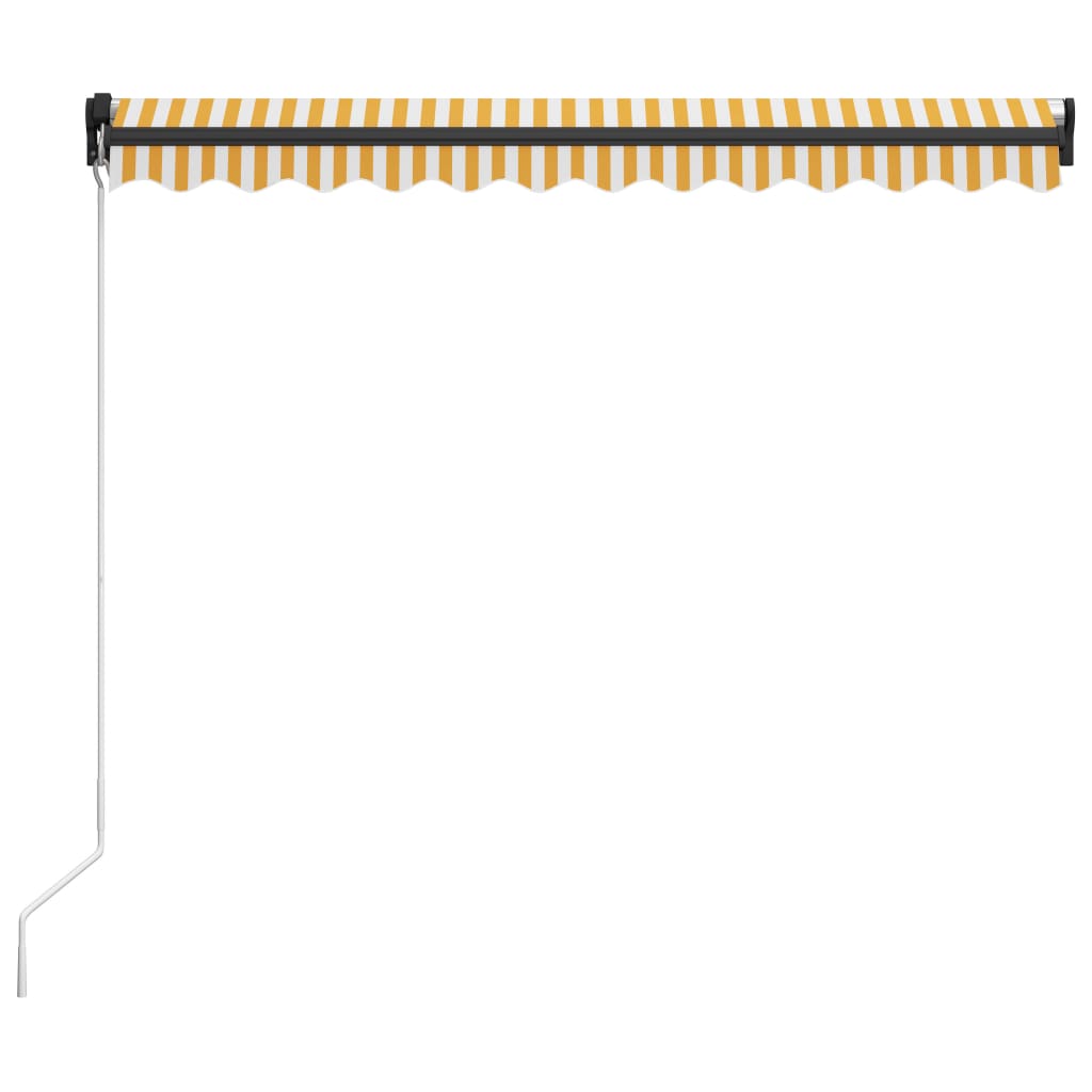 Käsin sisäänkelattava markiisi LEDillä 300x250cm keltavalkoinen - Sisustajankoti.fi