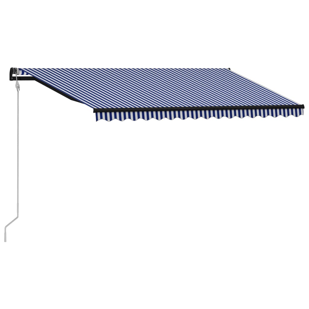 Automaattisesti sisäänkelattava markiisi 400x300 cm sin./valk. - Sisustajankoti.fi