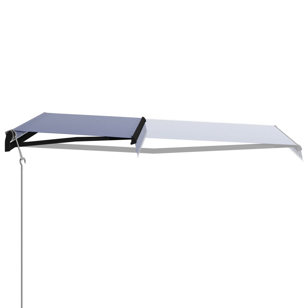 Automaattisesti sisäänkelattava markiisi 400x300 cm sin./valk. - Sisustajankoti.fi