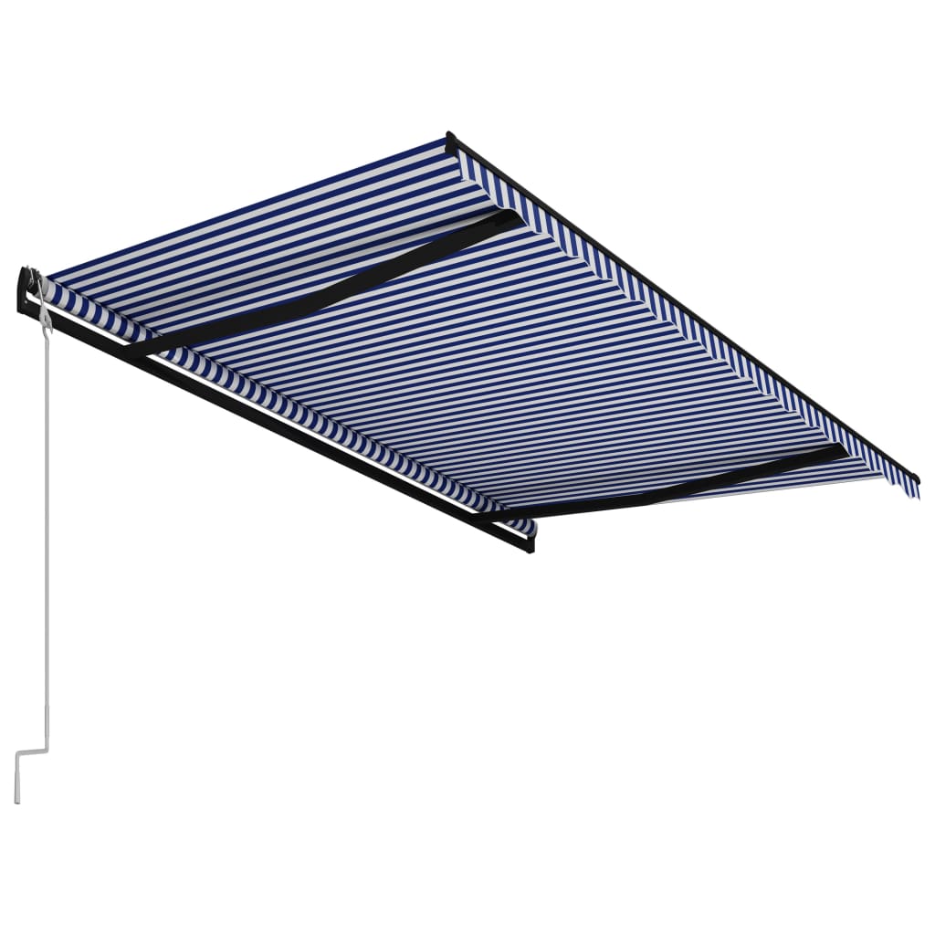 Automaattisesti sisäänkelattava markiisi 400x300 cm sin./valk. - Sisustajankoti.fi