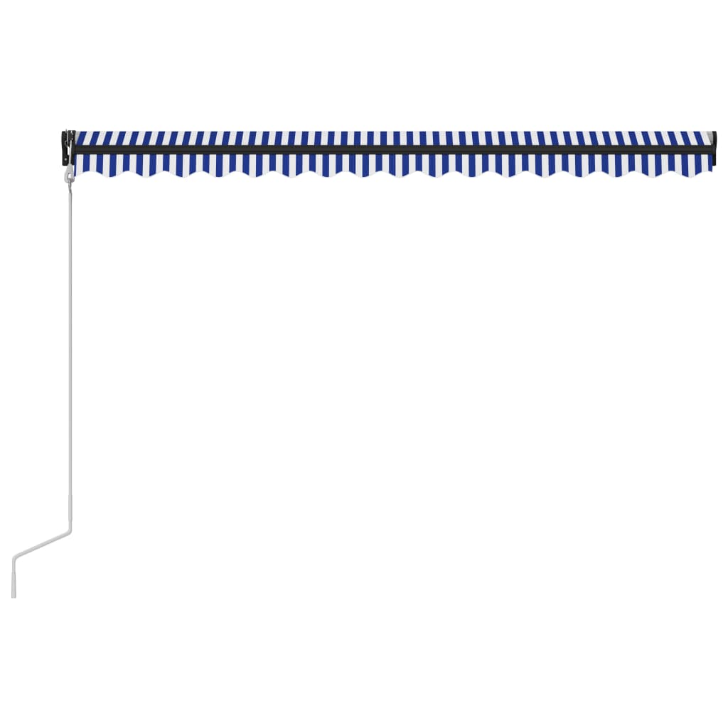 Automaattisesti sisäänkelattava markiisi 400x300 cm sin./valk. - Sisustajankoti.fi