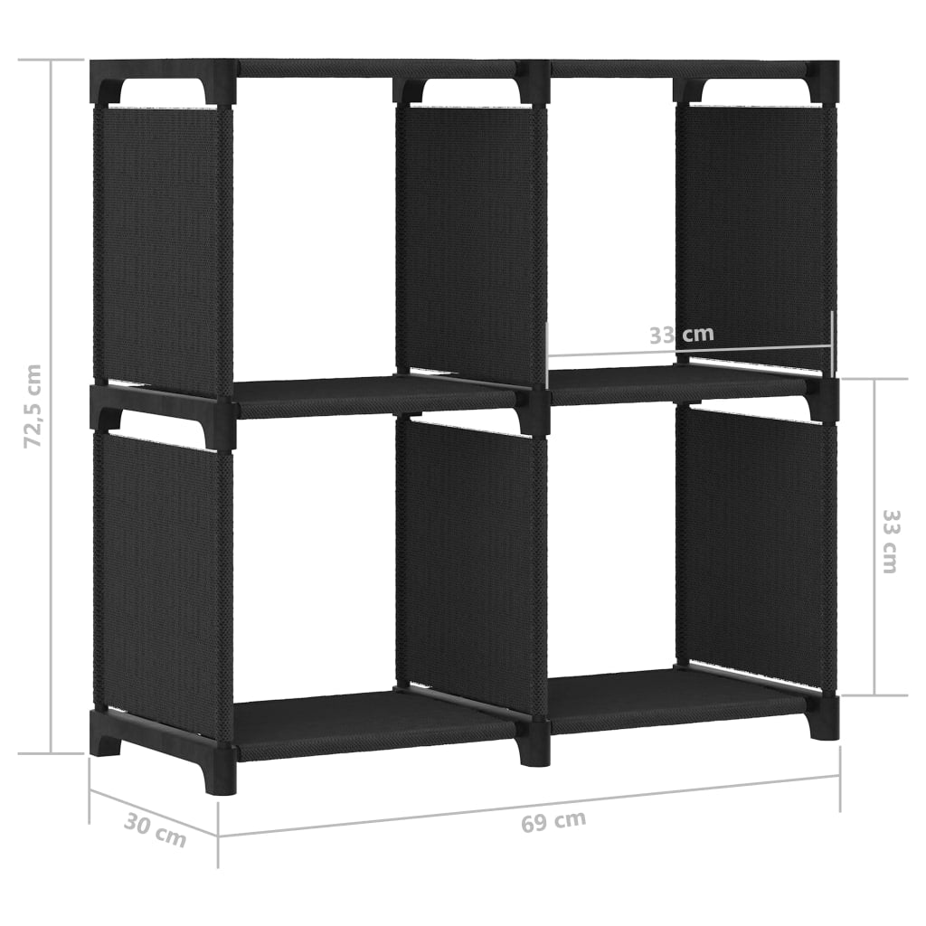 4 kuution esittelyhylly musta 69x30x72,5 cm kangas - Sisustajankoti.fi
