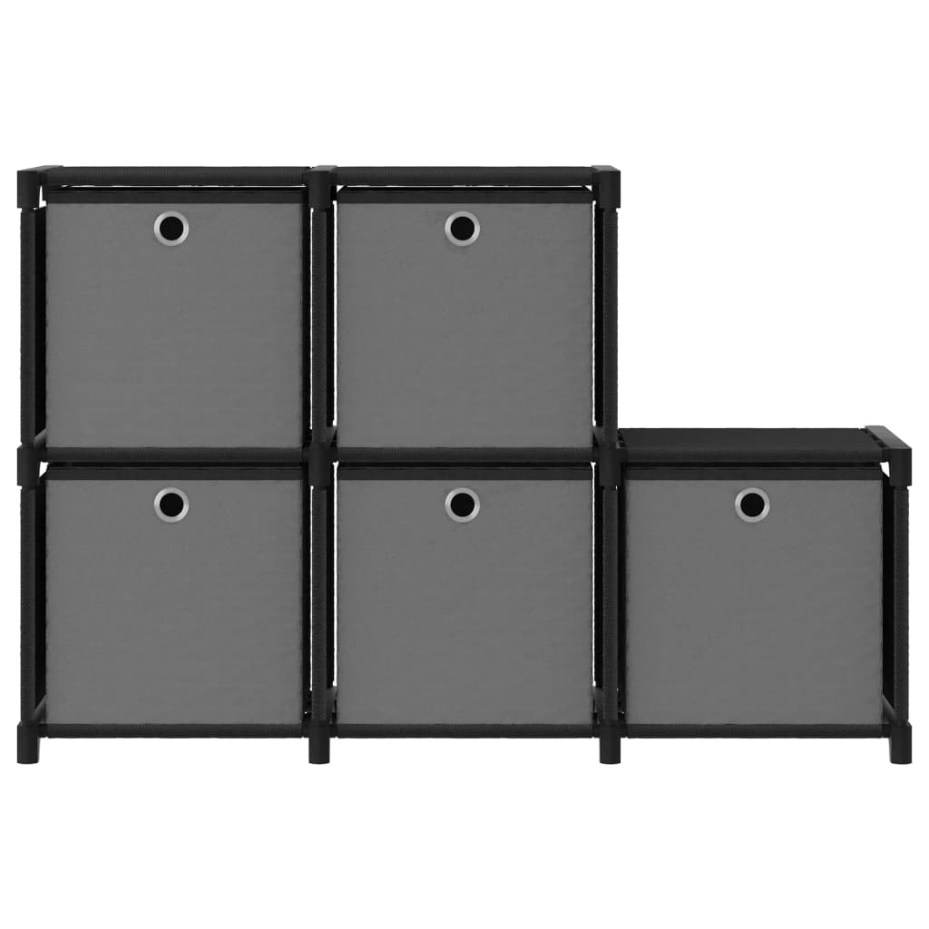 5 kuution esittelyhylly + laatikot musta 103x30x72,5 cm kangas - Sisustajankoti.fi