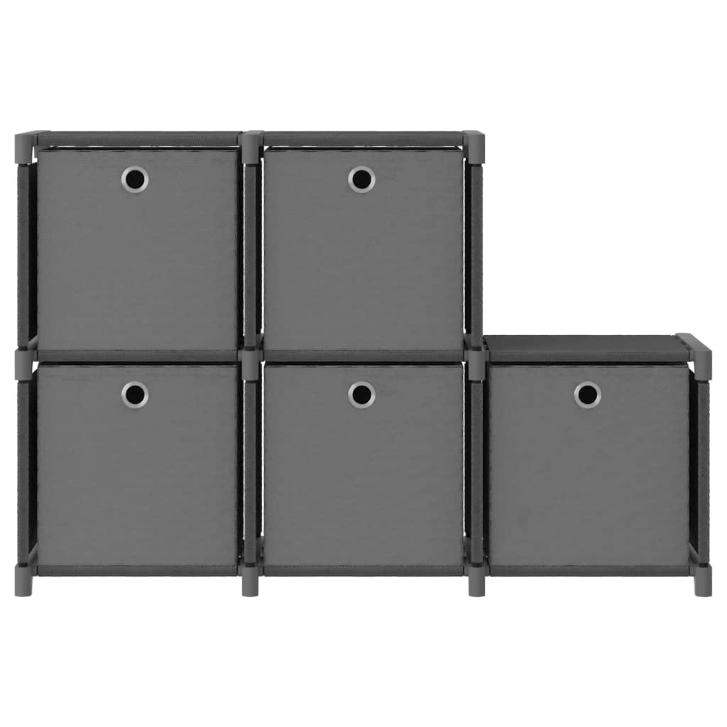 5 kuution esittelyhylly + laatikot harmaa 103x30x72,5 cm kangas - Sisustajankoti.fi