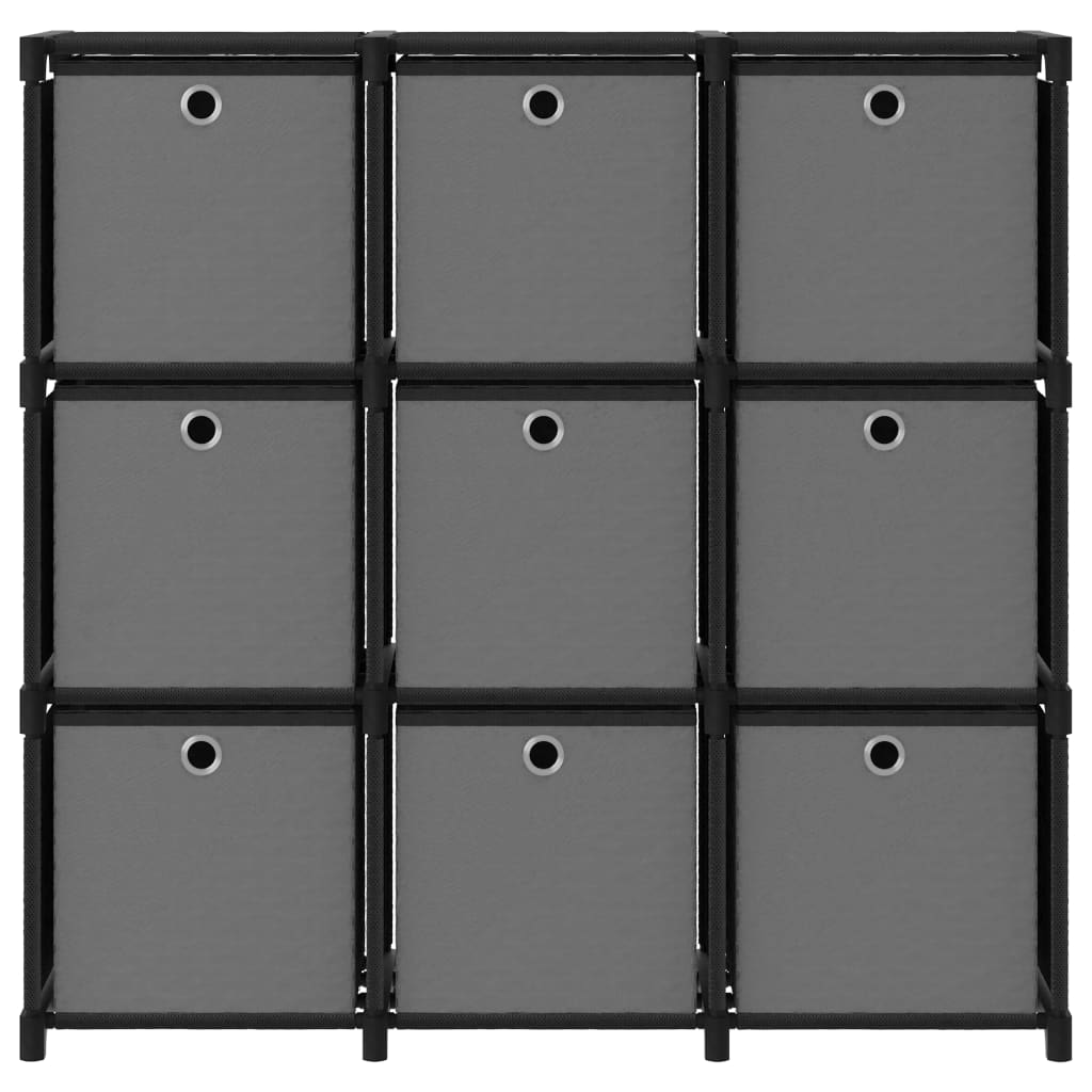 9 kuution esittelyhylly + laatikot musta 103x30x107,5 cm kangas - Sisustajankoti.fi