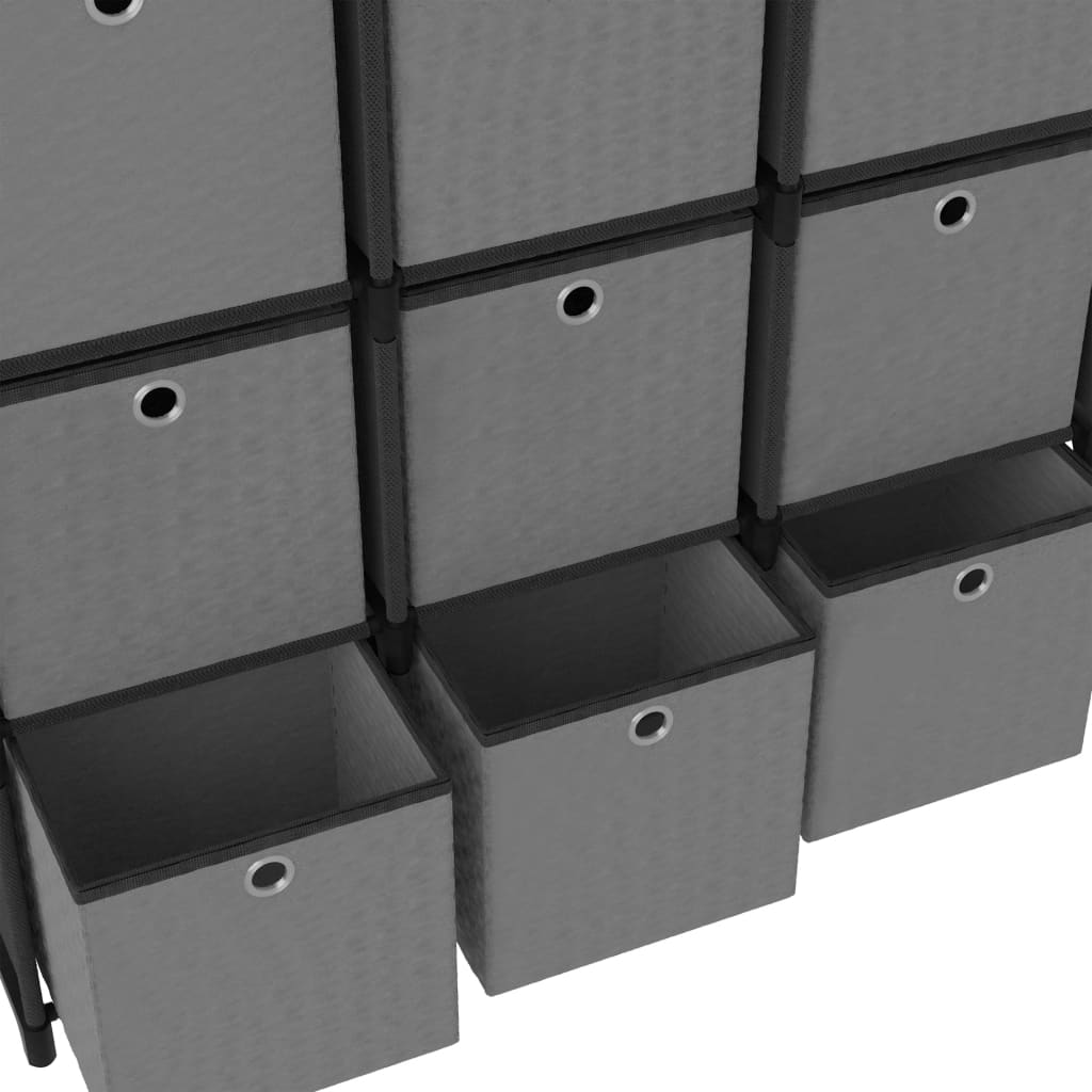 9 kuution esittelyhylly + laatikot musta 103x30x107,5 cm kangas - Sisustajankoti.fi