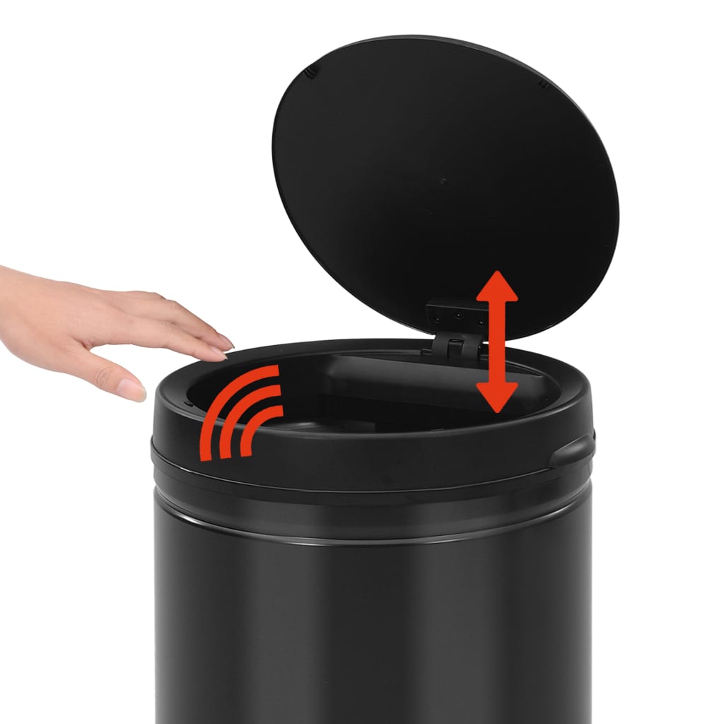 Roskakori automaattisella anturilla musta hiiliteräs 60 l - Sisustajankoti.fi