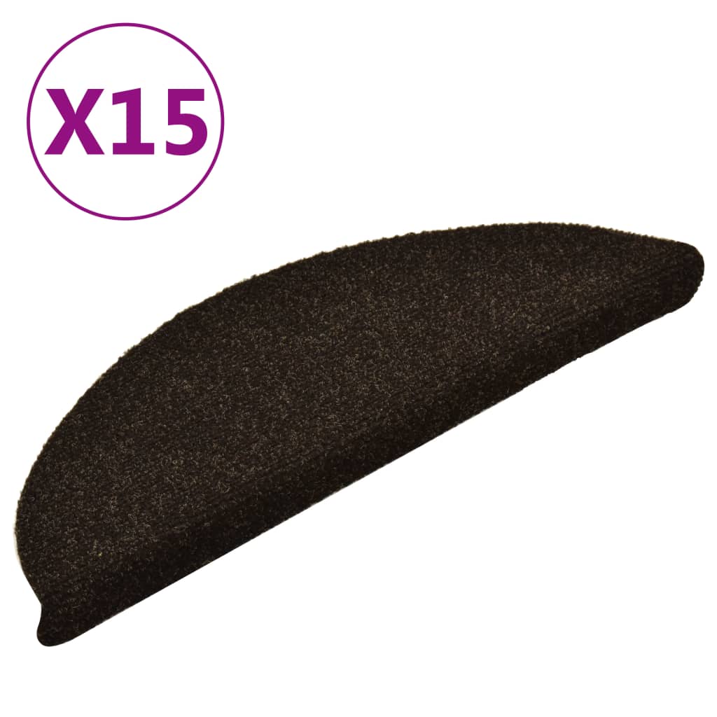 Itsekiinnittyvät porrasmatot 15 kpl tummanruskea 56x17x3 cm - Sisustajankoti.fi