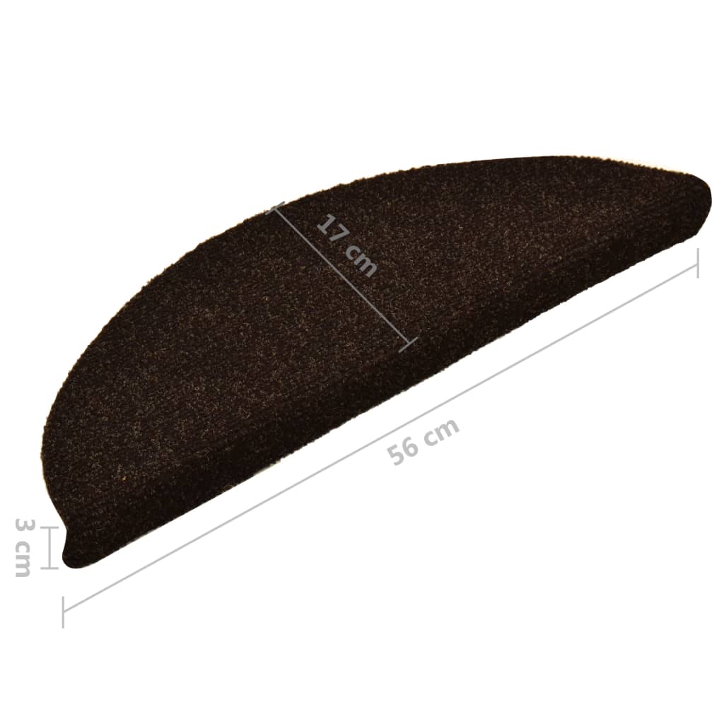 Itsekiinnittyvät porrasmatot 15 kpl tummanruskea 56x17x3 cm - Sisustajankoti.fi