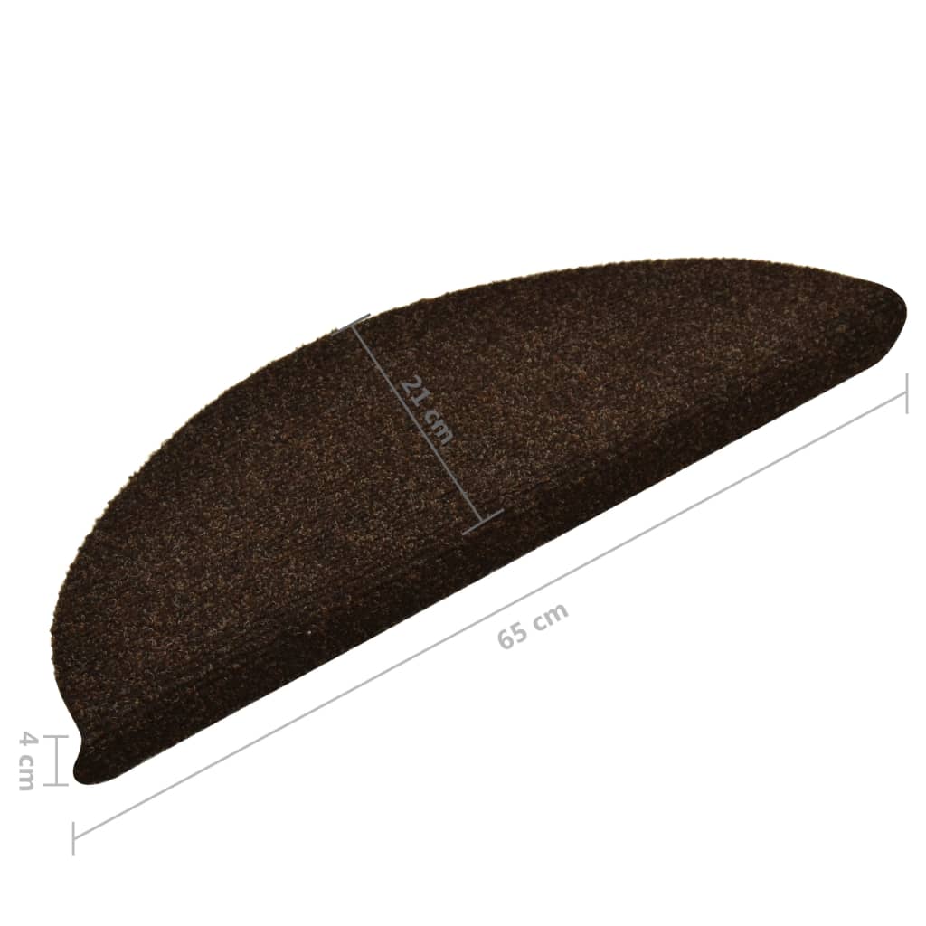 Itsekiinnittyvät porrasmatot 15 kpl ruskea 65x21x4cm neulahuopa - Sisustajankoti.fi