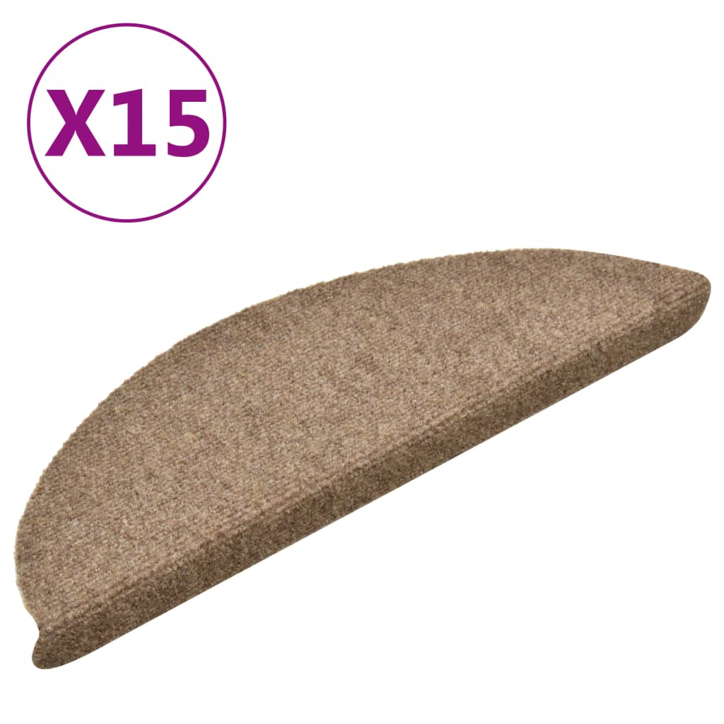 Itsekiinnittyvät porrasmatot 15 kpl kerma 56x17x3 cm neulahuopa - Sisustajankoti.fi