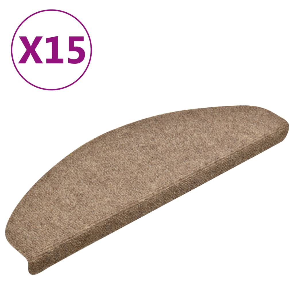 Itsekiinnittyvät porrasmatot 15 kpl kerma 65x21x4 cm neulahuopa - Sisustajankoti.fi