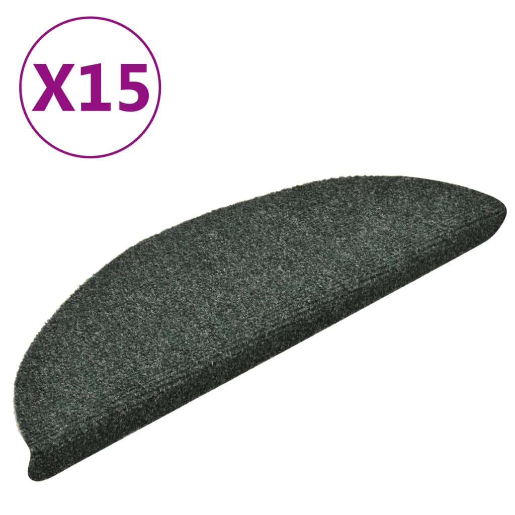 Itsekiinnittyvät porrasmatot 15 kpl vihreä 56x17x3cm neulahuopa - Sisustajankoti.fi